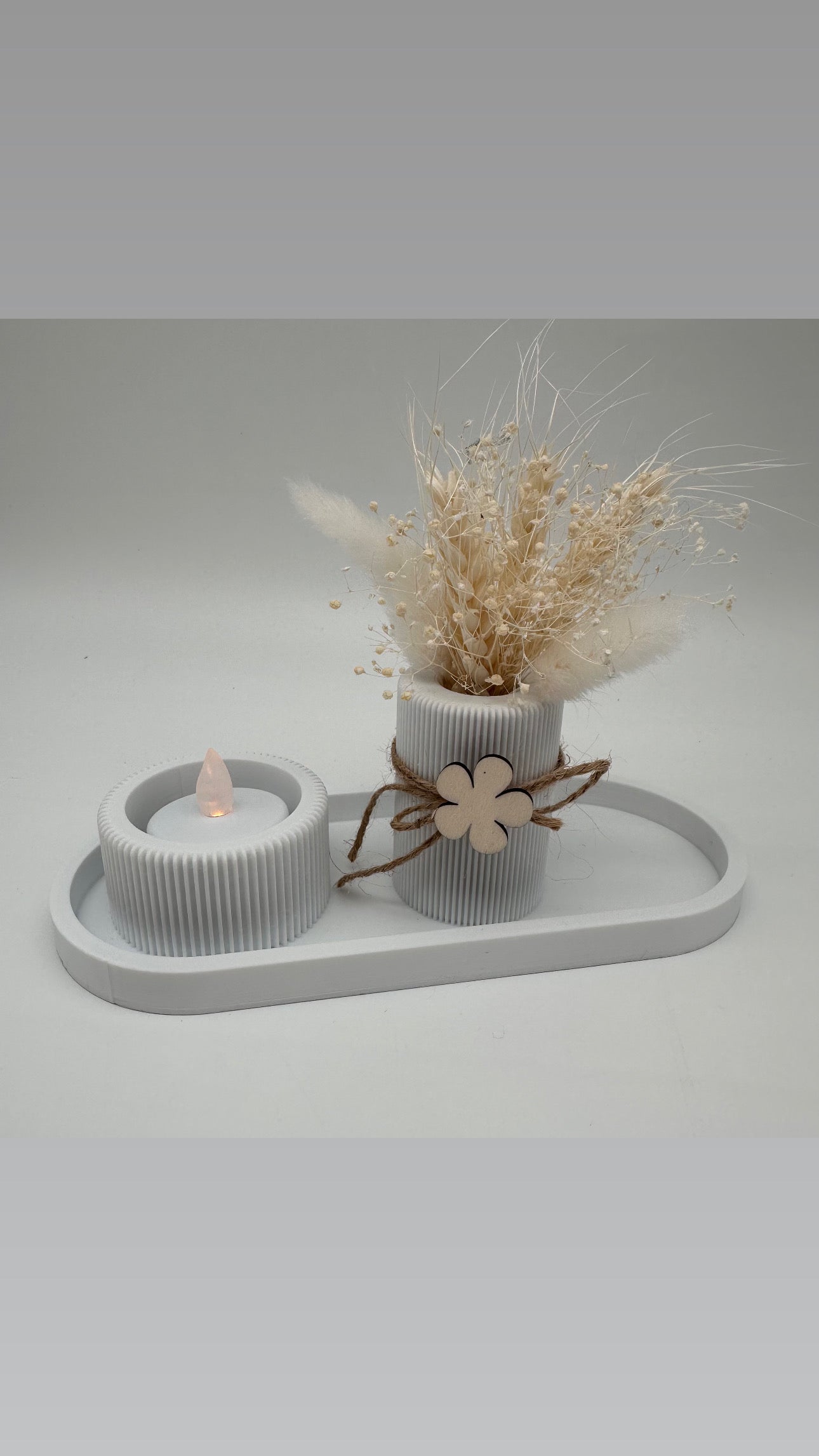 Modernes 3 teiliges Set mit Rillen, Tablett Vase Teelichthalter mit Rillen Farben, 3d Druck, kombinierbar, Home, dekorieren