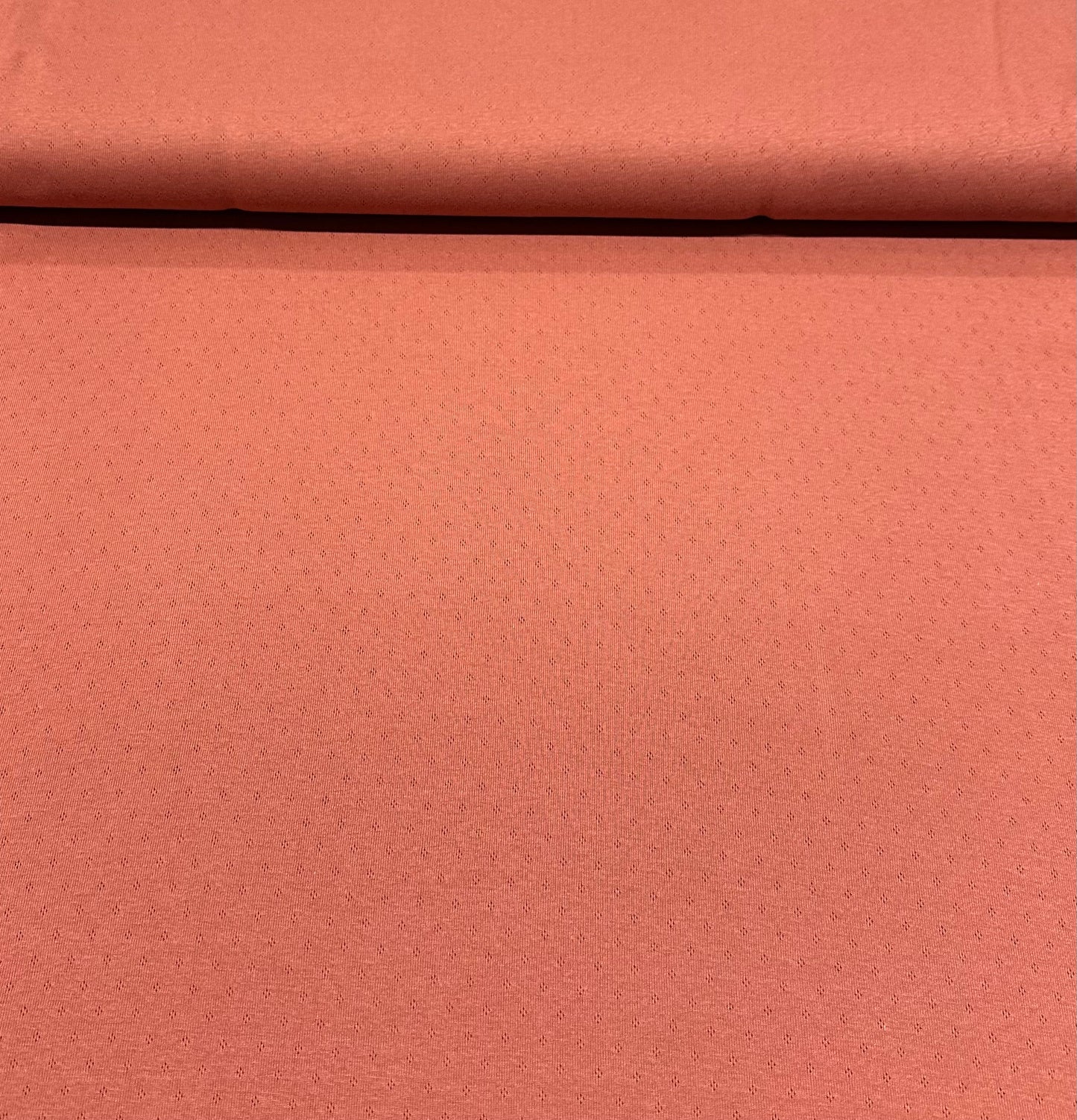 Stoff Musselin, Feinstrick Lochmuster, Meterware, altpink, Blätter, Öko-Tex 100, DIY-Projekte, Baby, Kleinkind, weicher Stoff, 0,5 Meter Schritten