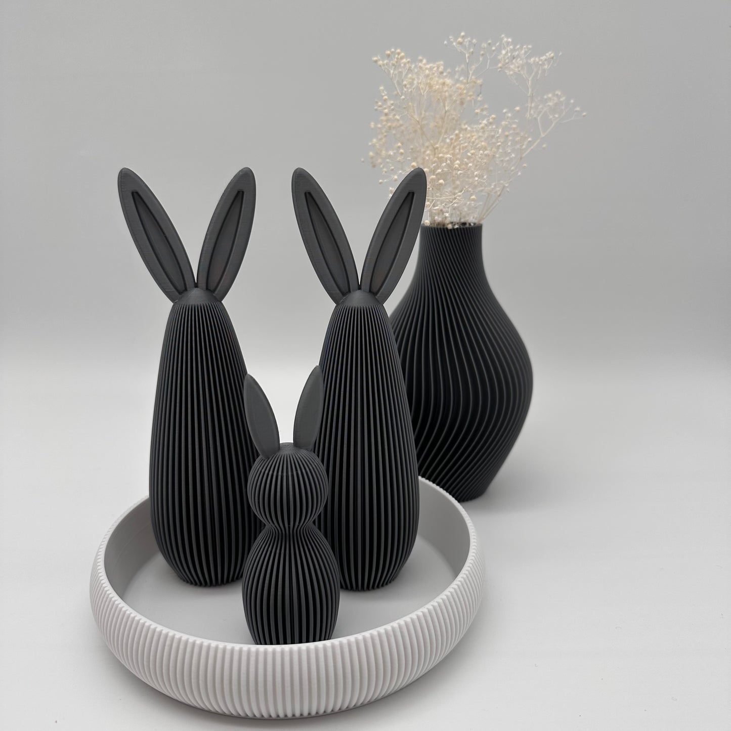 Moderner 3d Druck. Nini Osterhasen, Osterhase mit Rillen, Osterhase geriffelt, Ostern, Happy Easter, Happy Spring, verschiedenen Farben, Nachhaltigkeit