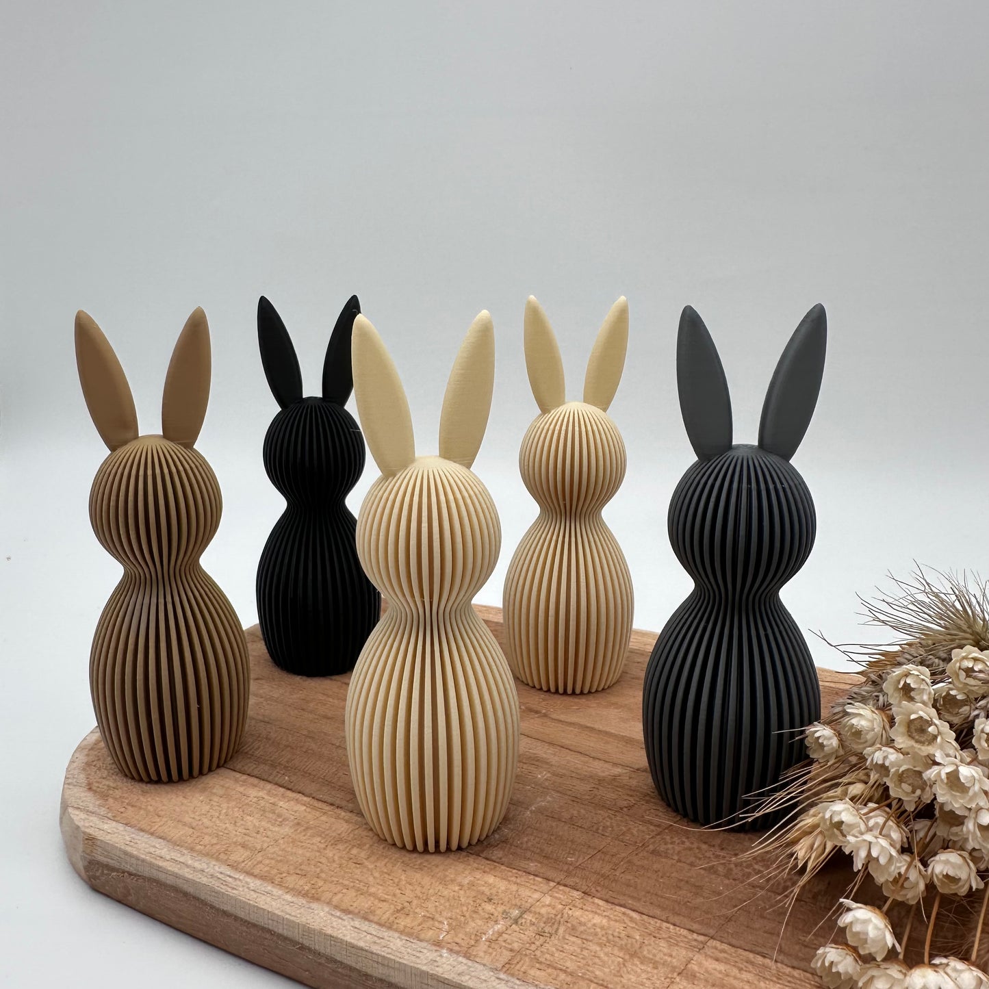 Moderner 3d Druck. Nini Osterhasen, Osterhase mit Rillen, Osterhase geriffelt, Ostern, Happy Easter, Happy Spring, verschiedenen Farben, Nachhaltigkeit