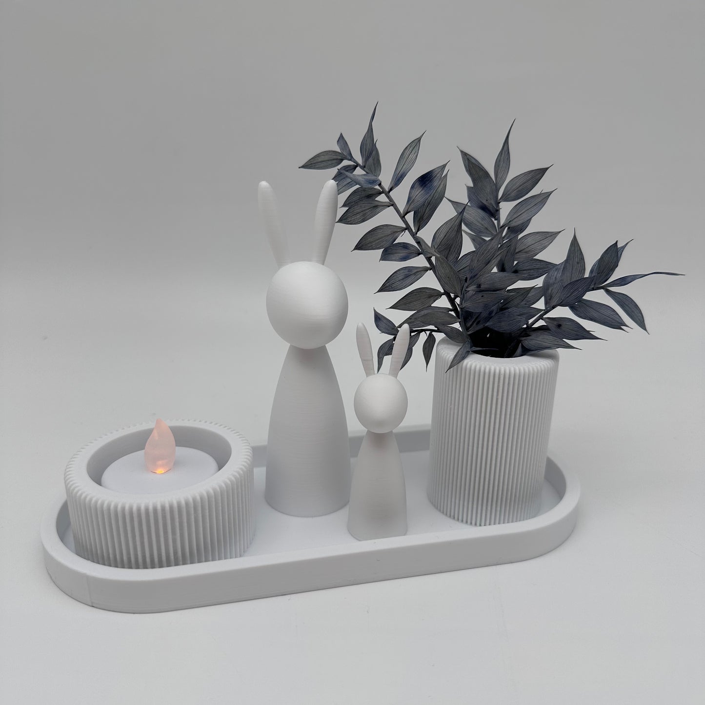 Modernes 3 teiliges Set mit Rillen, Tablett Vase Teelichthalter mit Rillen Farben, 3d Druck, kombinierbar, Home, dekorieren