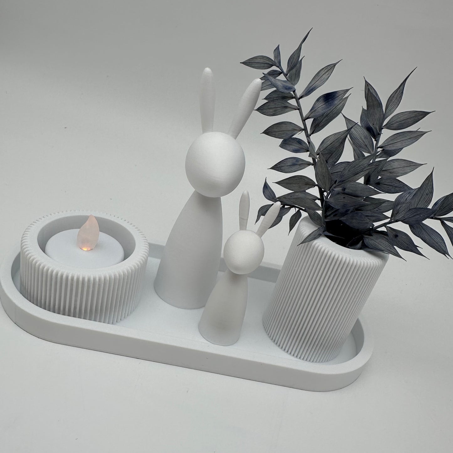 Modernes 3 teiliges Set mit Rillen, Tablett Vase Teelichthalter mit Rillen Farben, 3d Druck, kombinierbar, Home, dekorieren