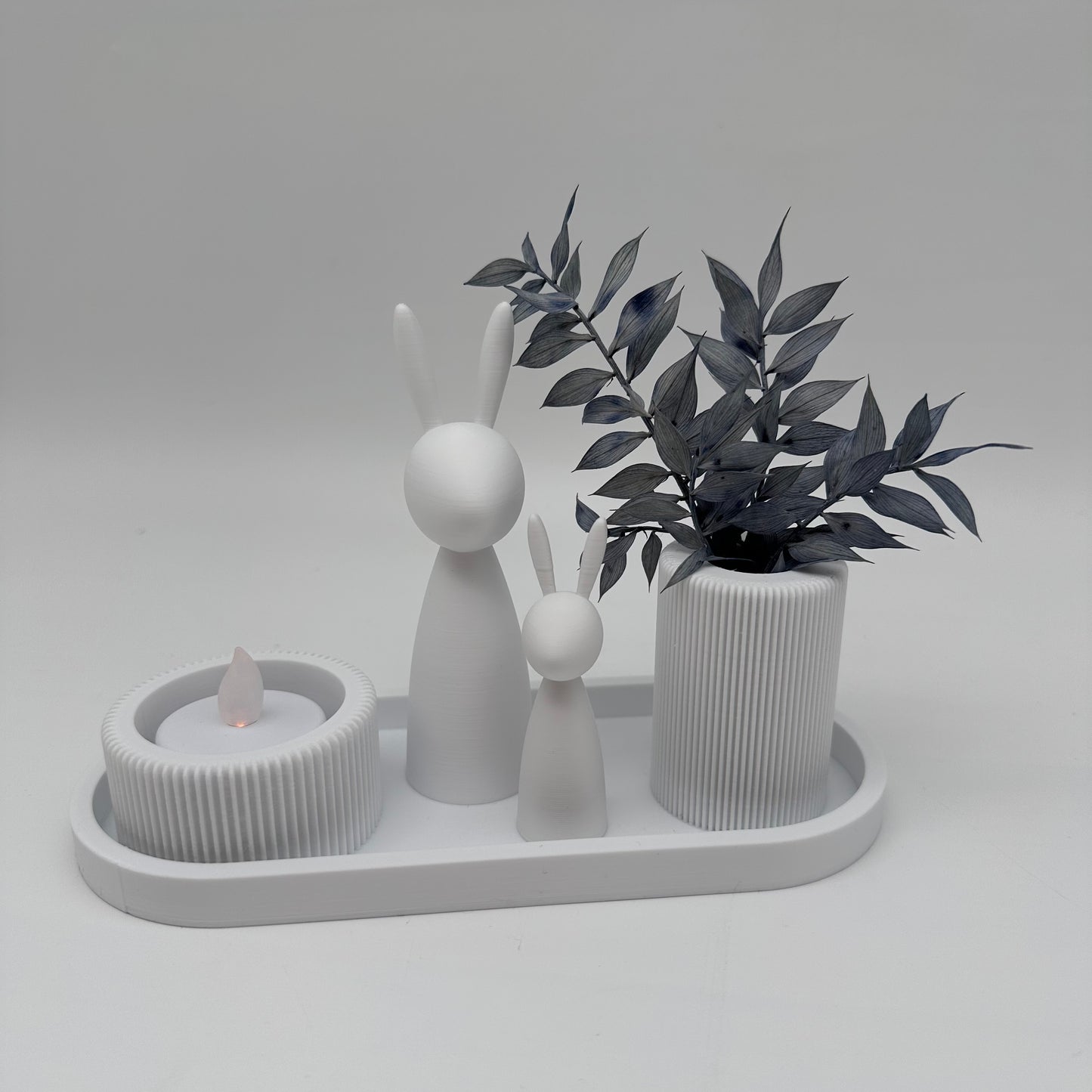 Modernes 3 teiliges Set mit Rillen, Tablett Vase Teelichthalter mit Rillen Farben, 3d Druck, kombinierbar, Home, dekorieren