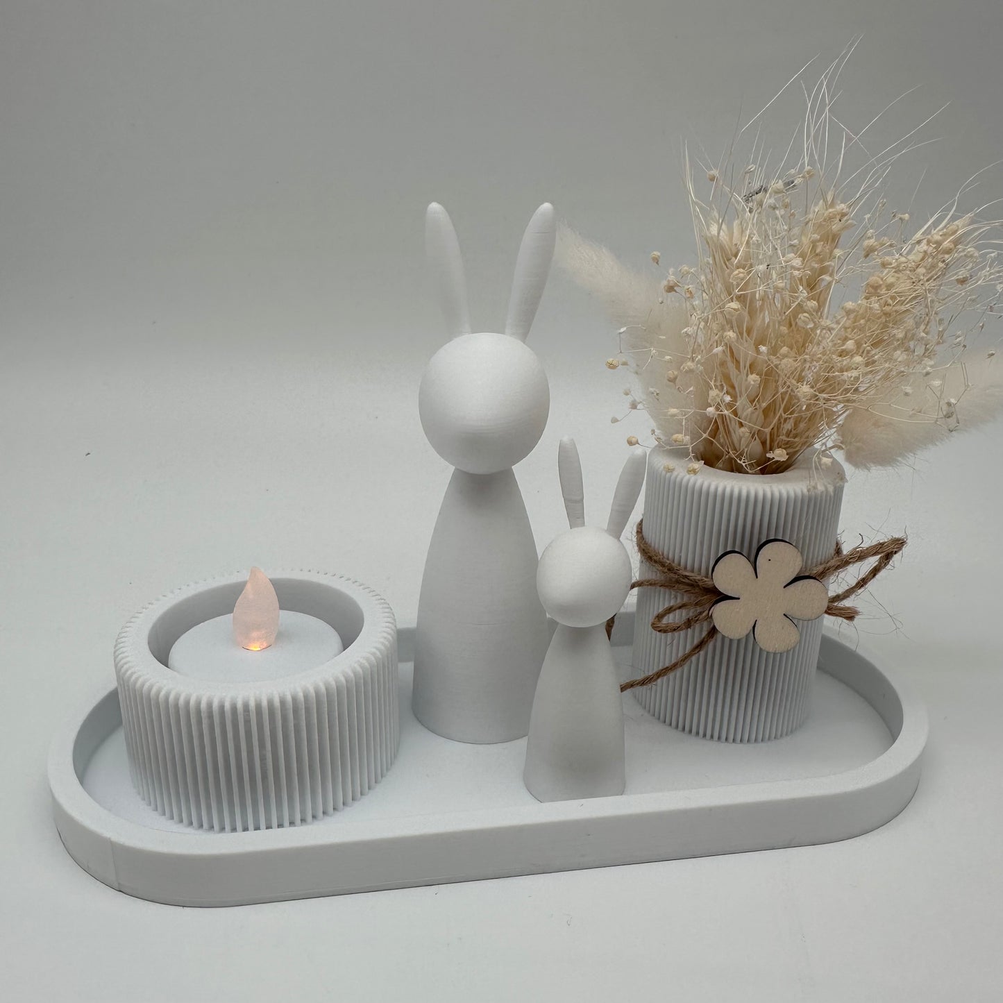 Modernes 3 teiliges Set mit Rillen, Tablett Vase Teelichthalter mit Rillen Farben, 3d Druck, kombinierbar, Home, dekorieren