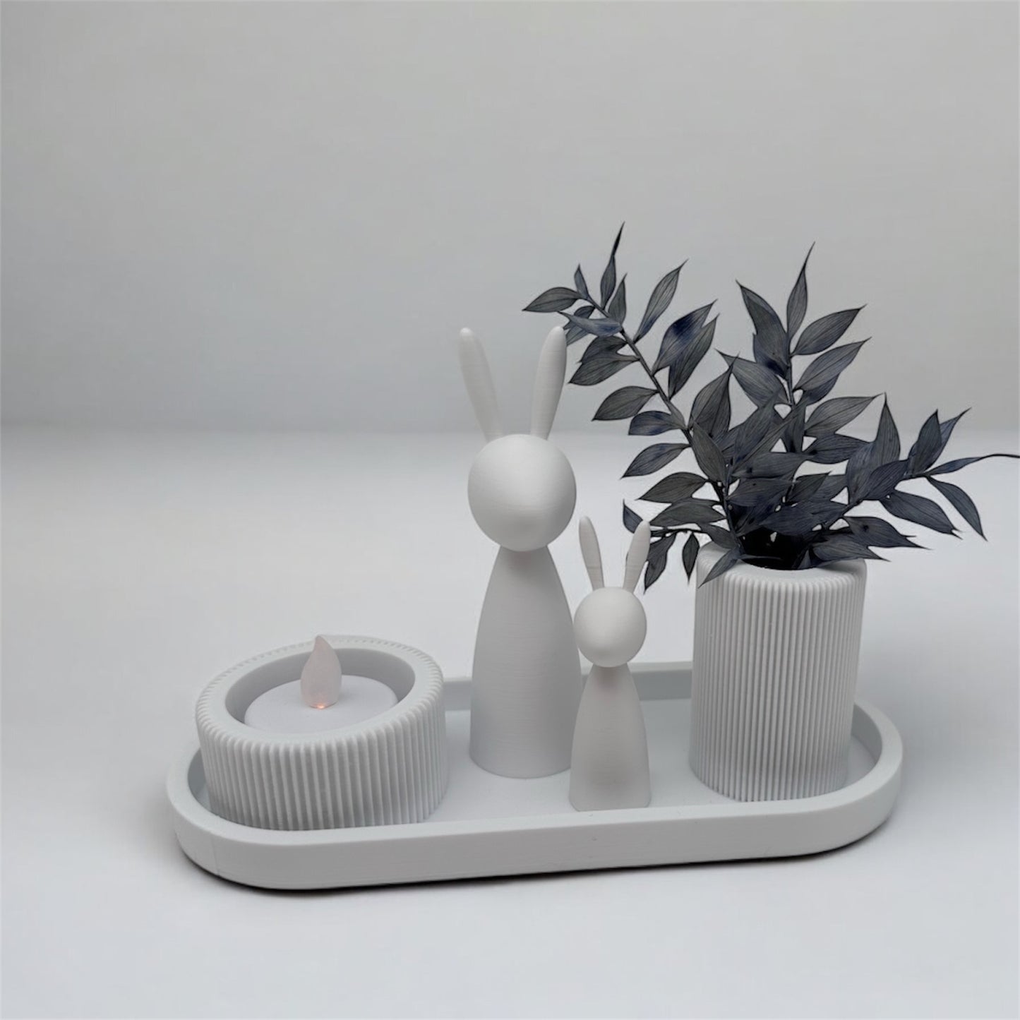 Modernes 3 teiliges Set mit Rillen, Tablett Vase Teelichthalter mit Rillen Farben, 3d Druck, kombinierbar, Home, dekorieren