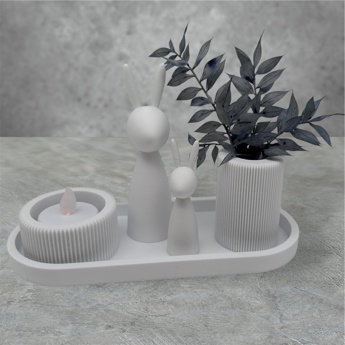 Modernes 3 teiliges Set mit Rillen, Tablett Vase Teelichthalter mit Rillen Farben, 3d Druck, kombinierbar, Home, dekorieren