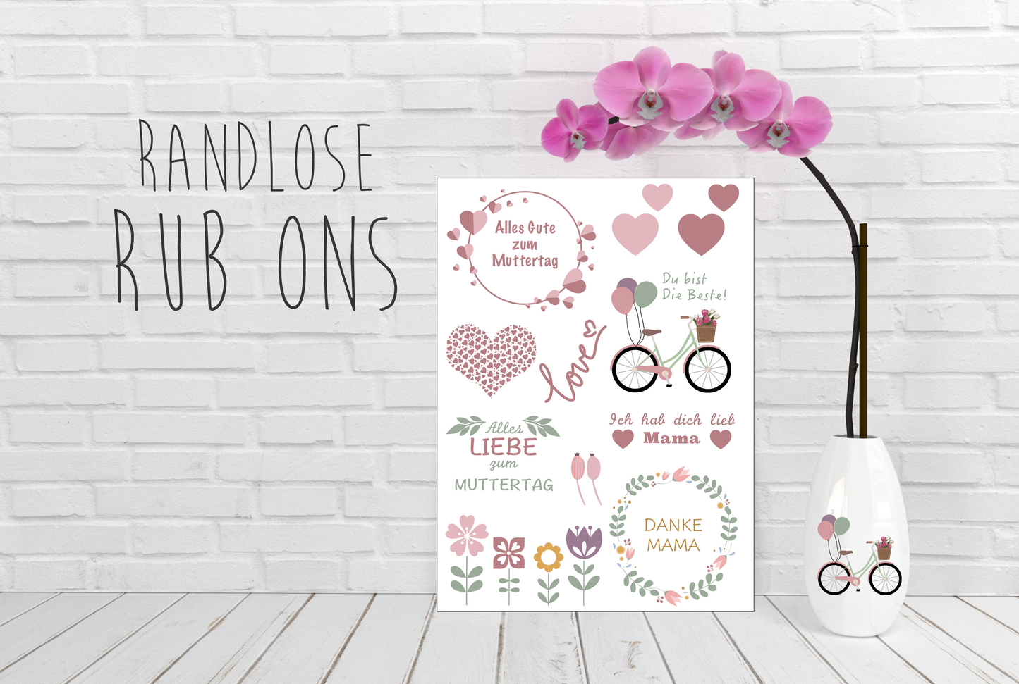 Rub-on Muttertag, Rub-ons, UV Sticker, Aufkleber, Hab dich lieb, beste Mama, Kleinigkeit, Randlos. Rub ons, Rubons