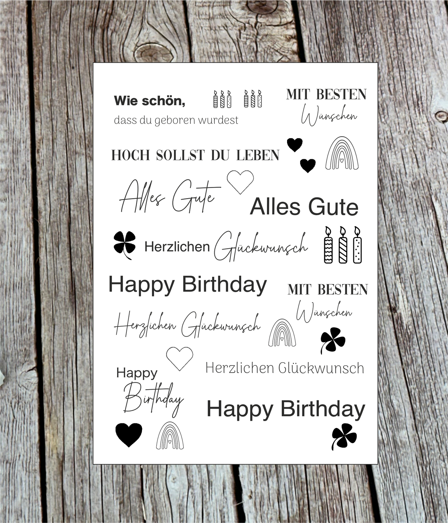 Kerzenschiebefolie Happy Birthday, Geburtstag, Kerzenfolie, Wasserschiebefolie, Kerzentattoos, Kerzensticker, DIN A5, Transferfolie