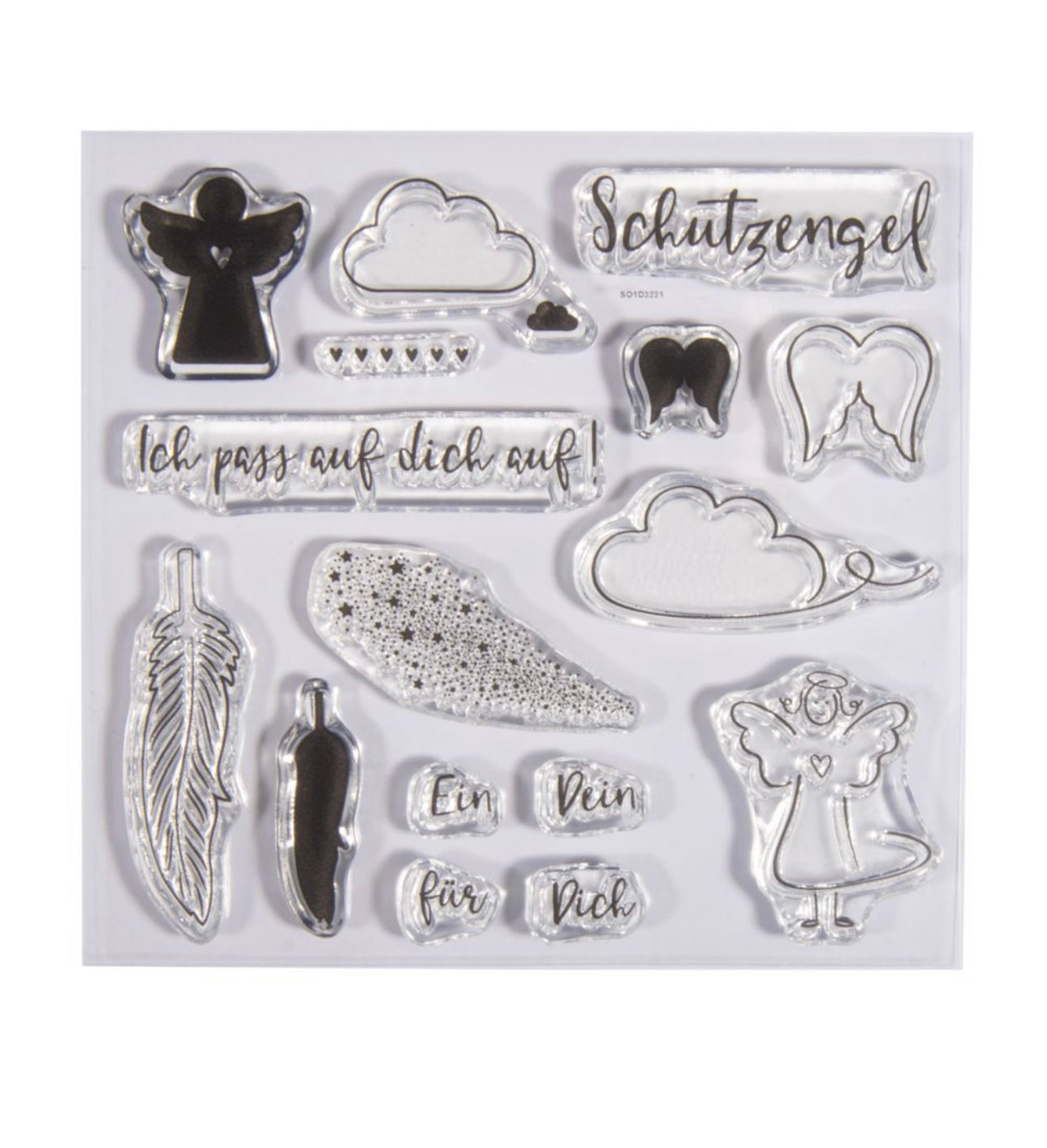 Clear Stamps , Schutzengel, 16 Motive, Stempel, selbst Herstellen, Kartenherstellung, Kerzenherstellung, Geburt