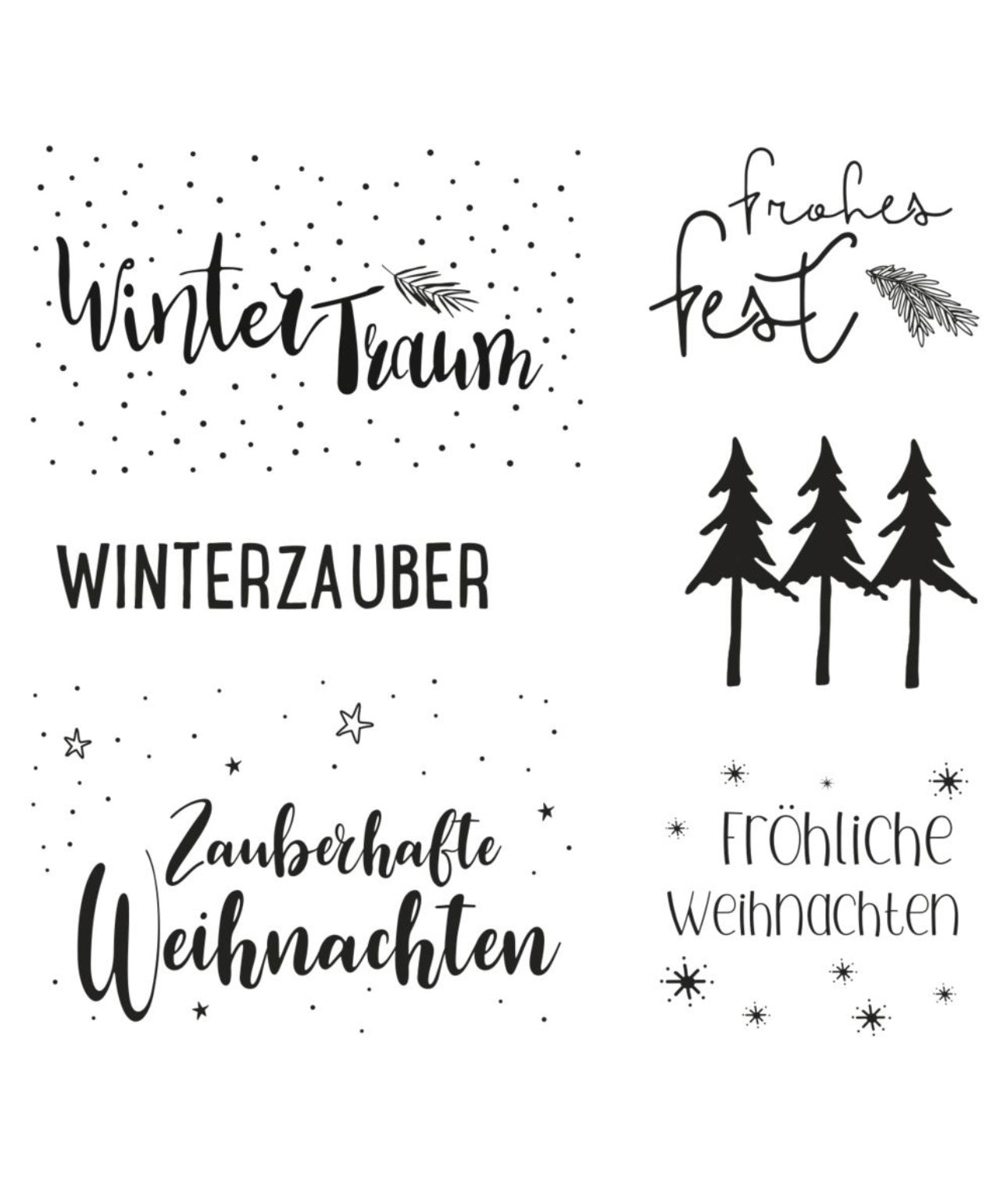 Clear Stamps , Weihnachtsgrüße, 6 Motive, Stempel, selbst Herstellen, Kartenherstellung, Kerzenherstellung