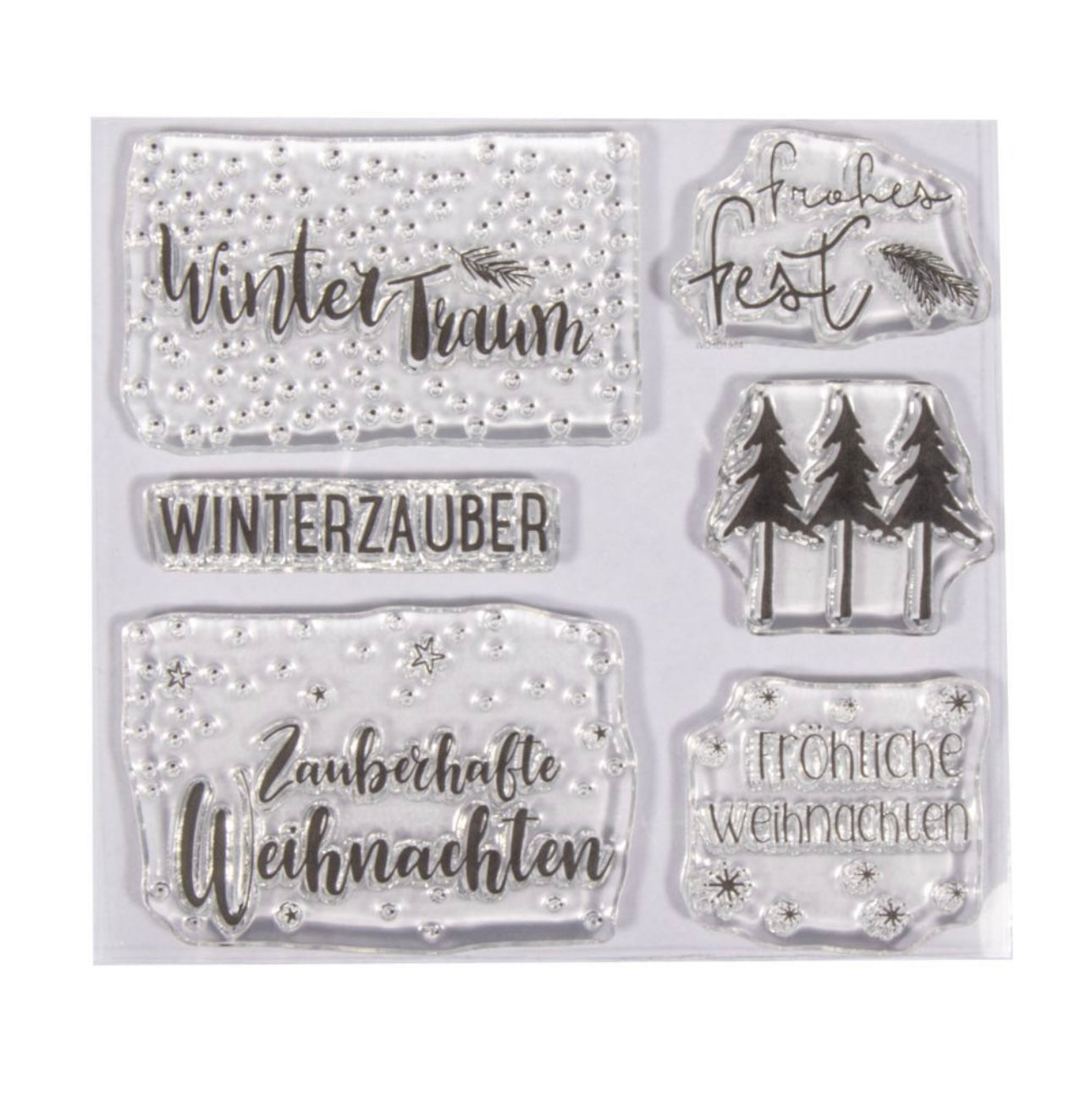 Clear Stamps , Weihnachtsgrüße, 6 Motive, Stempel, selbst Herstellen, Kartenherstellung, Kerzenherstellung