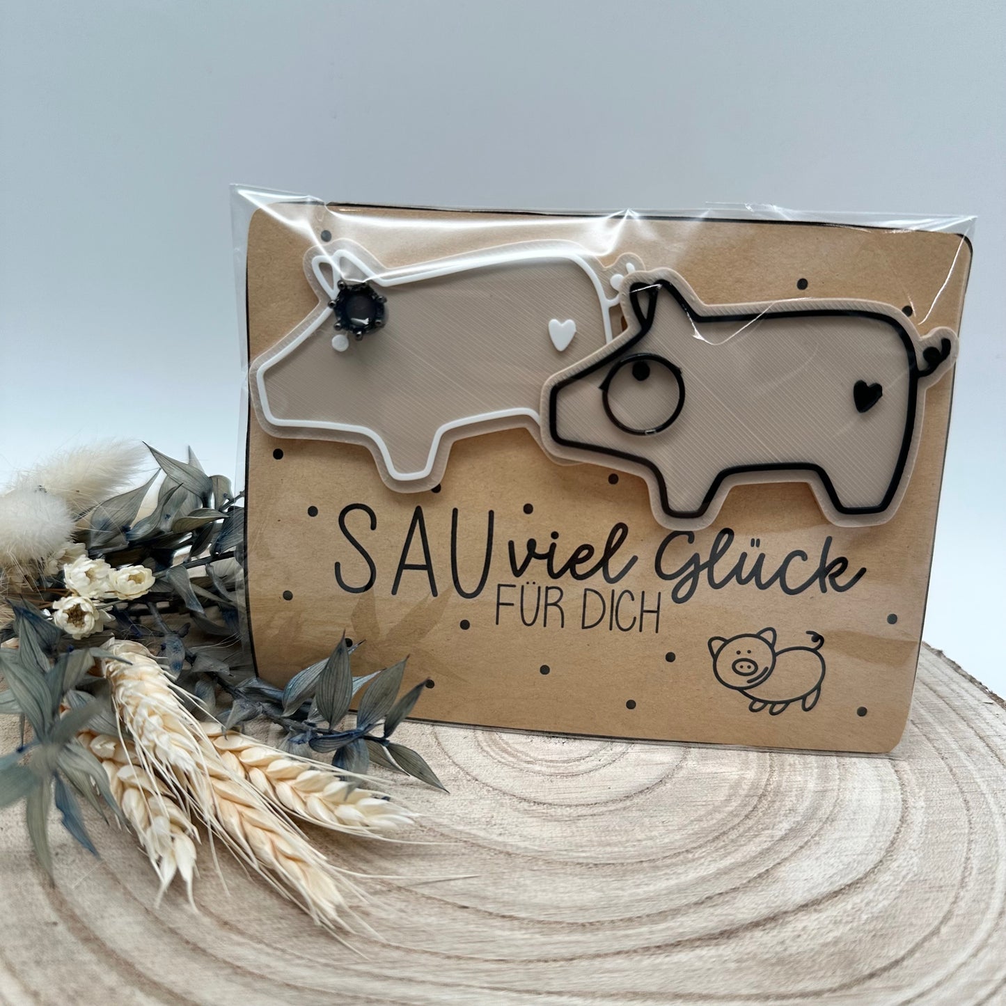 Glücksschweinchen Paar „Sau viel Glück für dich“ – Geschenkidee zu Silvester, Geburtstag & mehr