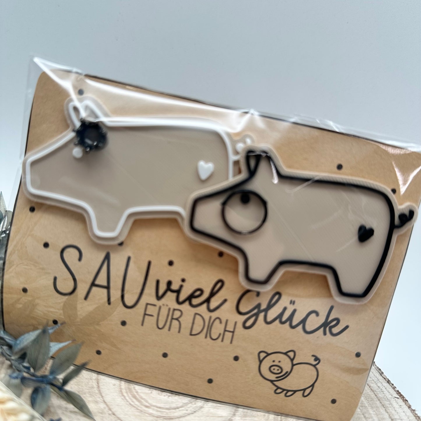 Glücksschweinchen Paar „Sau viel Glück für dich“ – Geschenkidee zu Silvester, Geburtstag & mehr