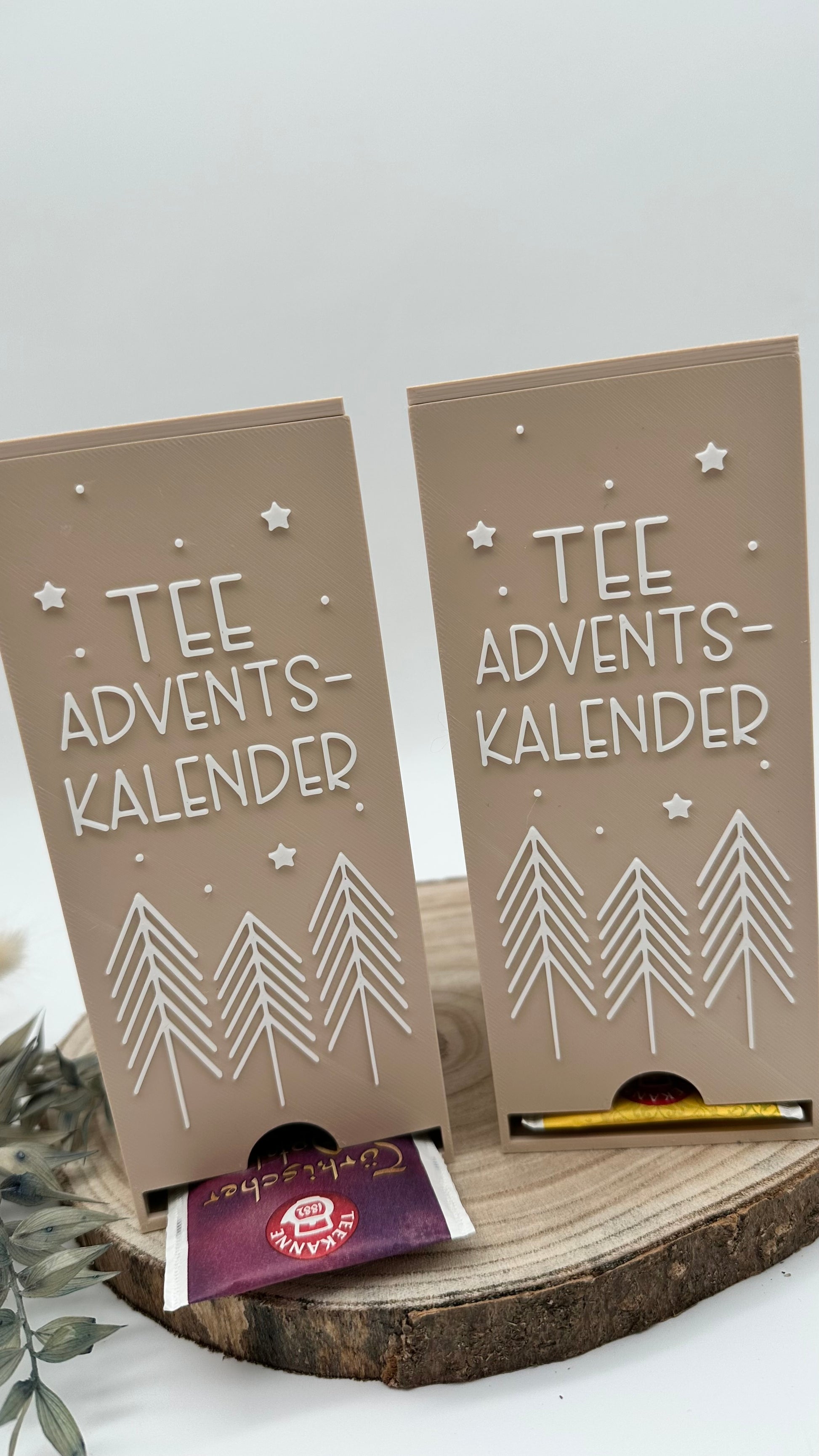 Handgemachter Adventskalender für Teeliebhaber – individuell befüllbar in Wunschfarbe