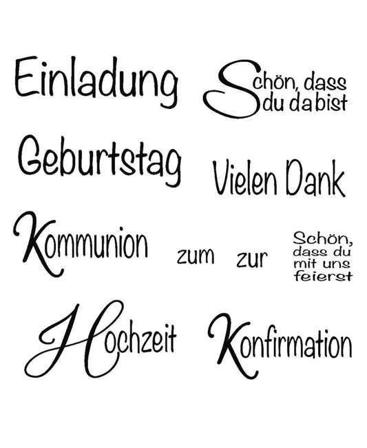 Clear Stamps Anlass 1, 10 Motive, Stempel, selbst Herstellen, Kartenherstellung, Hochzeit, Geburtstag, Kommunion, Konfirmation