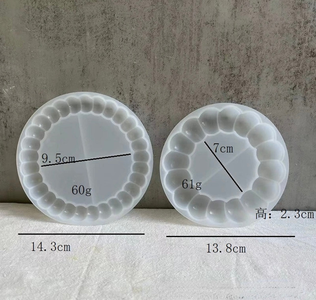 Silikonform Tablett rund Bubbels, Dekoteller, Gießform