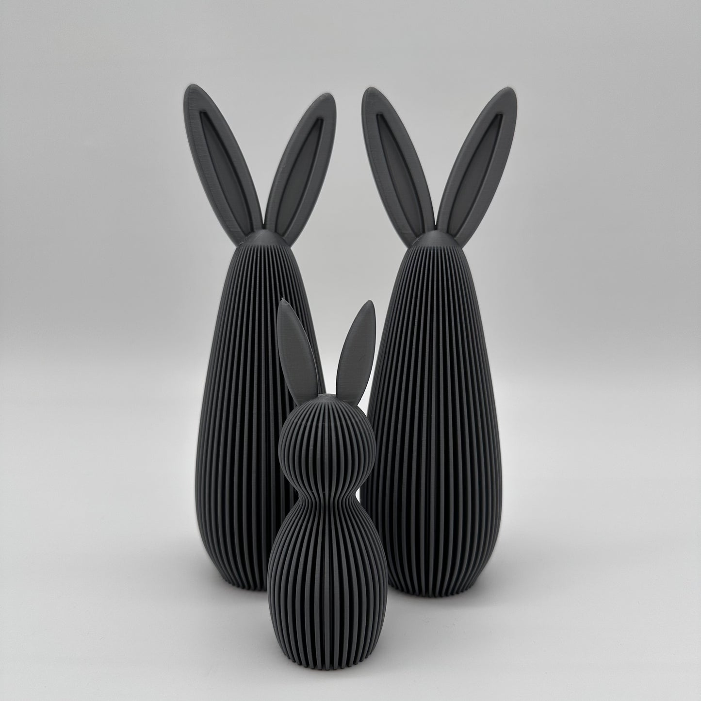 Moderner 3d Druck. Osterhasen, Osterhase mit Rillen, Osterhase geriffelt, Ostern, Happy Easter, Happy Spring, verschiedenen Farben, 3d Druck, nachhaltig