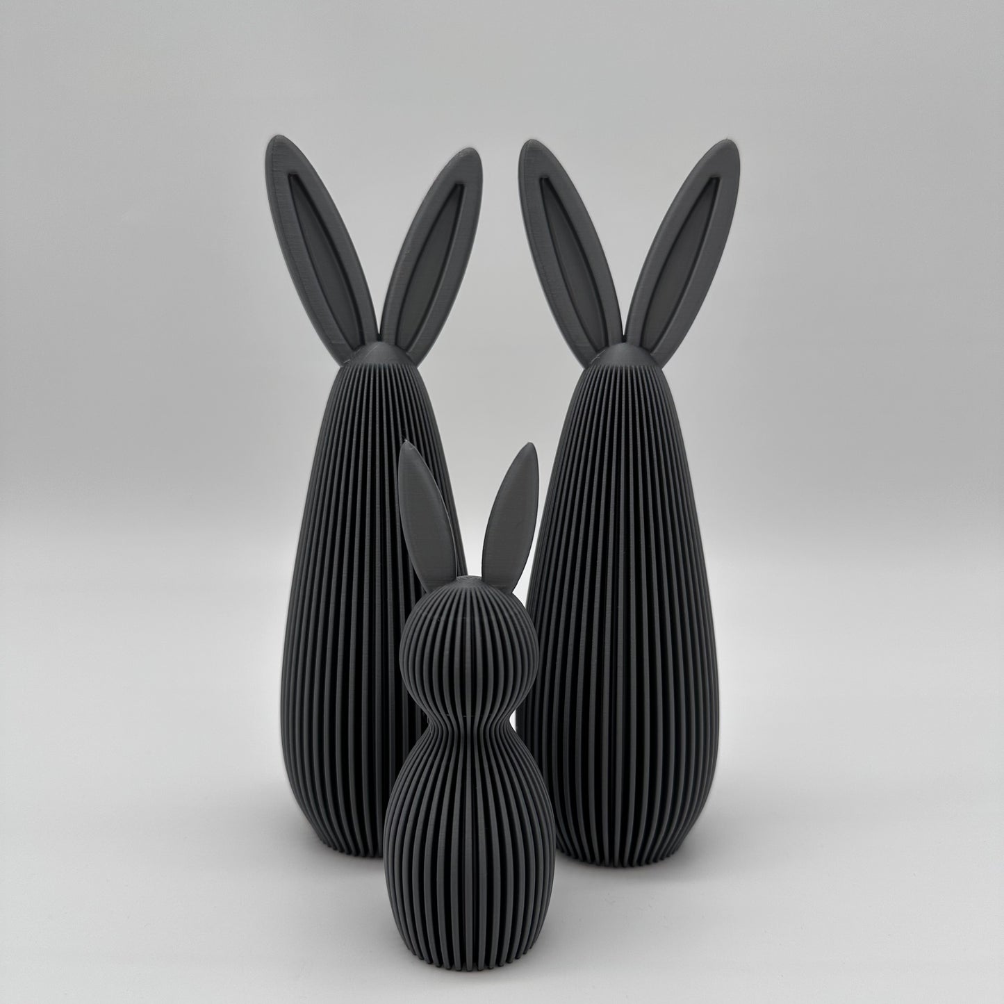 Moderner 3d Druck. Osterhasen, Osterhase mit Rillen, Osterhase geriffelt, Ostern, Happy Easter, Happy Spring, verschiedenen Farben, 3d Druck, nachhaltig