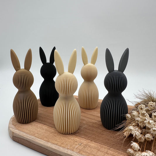 Moderner 3d Druck. Nini Osterhasen, Osterhase mit Rillen, Osterhase geriffelt, Ostern, Happy Easter, Happy Spring, verschiedenen Farben, Nachhaltigkeit